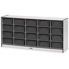 Jonti-Craft Rainbow Accents Mobile Tub Bin Storage 20 Compartment(s) - 29.50" Height x 24.50" Width x 15" Depth - Durable, Laminated - Black - Hard Rubber - 1 Each