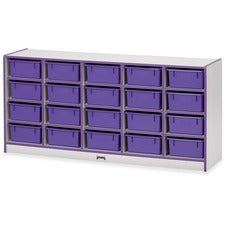 Jonti-Craft Rainbow Accents Mobile Tub Bin Storage 20 Compartment(s) - 29.50" Height x 24.50" Width x 15" Depth - Durable, Laminated - Purple - Hard Rubber - 1 Each