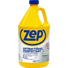 Zep Antibacterial Disinfectant and Cleaner For Bathroom, Hospital - 128 fl oz (4 quart) - Lemon Scent - Recommended For: Germs Remover, Grease Remover, Soil Remover - Anti-bacterial, Deodorize - Blue - 1 Each