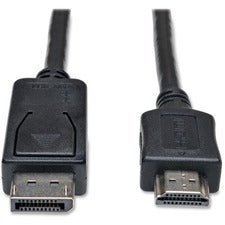 Tripp Lite series DisplayPort to HD Cable Adapter 3 ft DisplayPort/HDMI A/V Cable for Monitor, TV, Audio/Video Device - First End: 1 x DisplayPort Digital Audio/Video - Male - Second End: 1 x HDMI Digital Audio/Video - Male - Supports up to 1920 x 1080 -