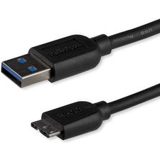 StarTech.com 3m (10ft) Slim SuperSpeed USB 3.0 A to Micro B Cable - M/M 10 ft USB/USB Micro-B Data Transfer Cable for Desktop Computer, Notebook, Portable Hard Drive, Card Reader, Tablet - First End: 1 x 9-pin USB 3.0 Type A - Male - Second End: 1 x 10-pi