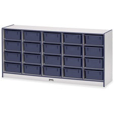 Jonti-Craft Rainbow Accents Cubbie Mobile Storage 20 Compartment(s) - 29.50" Height x 24.50" Width x 15" Depth - Floor - Durable, Laminated, Built-in Wheels - Navy Blue - Hard Rubber - 1 Each