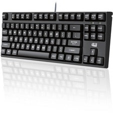 Adesso Compact Mechanical Gaming Keyboard Cable Connectivity - USB Interface - 87 Key(s) - Volume Down, Volume Up, Play/Pause, Stop, Mute, Next Track, Previous Track, Windows Lock Key Hot Key(s) - English (US) - QWERTY Layout - Computer - PC, Mac - Mechan
