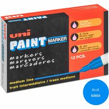 uniball&#8482; uni-Paint PX-20 Oil-Based Paint Marker Medium Marker Point - Blue Ink - Oil Based - White Barrel - 1 Dozen