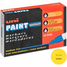 uniball&#8482; uni-Paint PX-20 Oil-Based Paint Marker Medium Marker Point - Yellow Ink - Oil Based - White Barrel - 1 Dozen