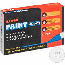 uniball&#8482; uni-Paint PX-20 Oil-Based Marker Medium Marker Point - White Ink - Oil Based - White Barrel - 1 Dozen