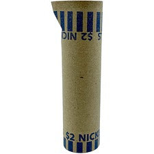PAP-R Tubular Coin Wrappers Total $2.00 in 40 Coins of 5Â¢ Denomination - Heavy Duty, Burst Resistant - Kraft - Blue - 1000 / Box