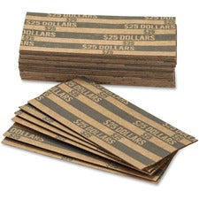PAP-R Flat Coin Wrappers Total $25 in 25 Coins of $1 Denomination - Heavy Duty - Paper - Dark Gray - 1000 / Box