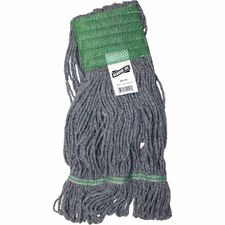 Genuine Joe 5" Headband Earth Mop Refill Medium - Quick Drying - Polyester Fiber - Blue - 1 Each