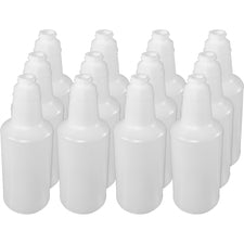 Genuine Joe Plastic Bottle with Graduations Suitable For Cleaning - Lightweight, Durable, Graduated - Translucent - 12 / Carton