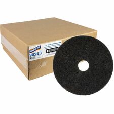 Genuine Joe Black Floor Stripping Pad 13" Diameter x 1" Thickness - Stripping - 175 rpm to 350 rpm Speed Supported - Resilient, Heavy Duty, Flexible, Long Lasting - Fiber - Black - 5 / Carton