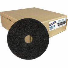 Genuine Joe Black Floor Stripping Pad 17" Diameter x 1" Thickness - Stripping, Floor - 175 rpm to 350 rpm Speed Supported - Resilient, Heavy Duty, Flexible, Dirt Remover, Long Lasting, Abrasive, Rotate - Fiber, Resin - Black - 5 / Carton