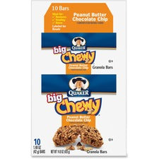 Quaker Oats Peanut Butter Big Chewy Granola Bar Individually Wrapped - Peanut Butter - 1.48 oz Box - 10 / Box