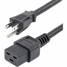StarTech.com Computer Power Cord - NEMA 5-15P to C19, 14 AWG, 3 ft For Server, Router, Network Switch, Computer, PDU - 125 V AC / 15 A - Black - 3 ft Cord Length - NEMA 5-15P / IEC 60320 C19 - North America - 1 Each