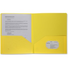 Business Source Letter Portfolio 8 1/2" x 11" - 30 Sheets Capacity - 2 Pocket(s) - Yellow - 1 Each
