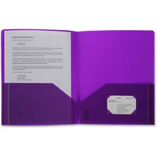 Business Source Letter Portfolio 8 1/2" x 11" - 30 Sheets Capacity - 2 Pocket(s) - Purple - 1 Each