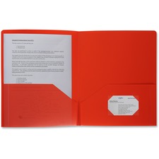 Business Source Letter Portfolio 8 1/2" x 11" - 30 Sheets Capacity - 2 Pocket(s) - Red - 1 Each