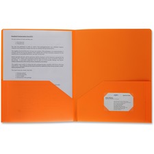 Business Source Letter Portfolio 8 1/2" x 11" - 30 Sheets Capacity - 2 Pocket(s) - Orange - Durable, Spill Resistant, Wear Resistant, Card Holder - 1 Each