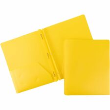 Business Source Letter Portfolio 8 1/2" x 11" - 50 Sheets Capacity - 3 x Prong Fastener(s) - 2 Pocket(s) - Yellow - Durable, Spill Resistant, Wear Resistant, Card Holder - 1 Each
