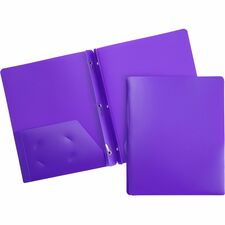 Business Source Letter Portfolio 8 1/2" x 11" - 50 Sheets Capacity - 3 x Prong Fastener(s) - 2 Pocket(s) - Purple - 1 Each