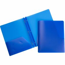 Business Source Letter Portfolio 8 1/2" x 11" - 50 Sheets Capacity - 3 x Prong Fastener(s) - 2 Pocket(s) - Blue - 1 Each