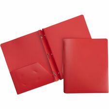 Business Source Letter Portfolio 8 1/2" x 11" - 50 Sheets Capacity - 3 x Prong Fastener(s) - 2 Pocket(s) - Red - 1 Each