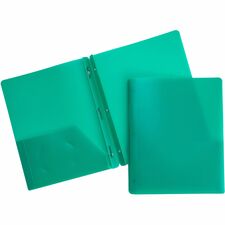 Business Source Letter Portfolio 8 1/2" x 11" - 50 Sheets Capacity - 3 x Prong Fastener(s) - 2 Pocket(s) - Green - Durable, Spill Resistant, Wear Resistant, Card Holder - 1 Each
