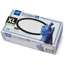 Medline SensiCare Ice Blue Nitrile Exam Gloves 9.50" Glove Length - X-Large Size - Blue - Comfortable, Durable, Latex-free, Non-sterile, Textured Fingertip, Chemical Resistant - For Medical - 230 / Box