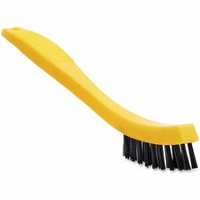 Rubbermaid Commercial Tile/Grout Brush 0.80" Plastic Bristle - 8.5" Overall Length - Yellow, Black - 1 Each