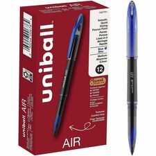 uniball&#8482; Air Porous Point Pen 0.7 mm Medium Conical Pen Point - Blue Ink - Hybrid - Black Barrel - 1 Dozen