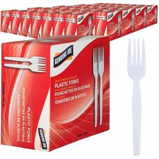 Genuine Joe Heavyweight White Plastic Forks Disposable - White - 100/Box - 40 / Carton