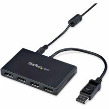 StarTech.com MST hub - DisplayPort to 4x DisplayPort 3840 Ã— 2160 - 78.74" Maximum Operating Distance - DisplayPort - Plastic