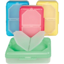 C-Line 3-compartment Storage Box External Dimensions: 8.3" Width x 5.4" Depth x 2.4" Height - 3 Dividers - Blue, Aqua, Purple, Pink - For Office Supplies, School Supplies - 1 Each
