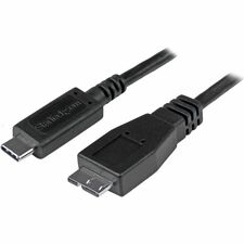 StarTech.com USB-C to Micro-B Cable - M/M - 1m (3ft) - USB 3.1 (10Gbps) 3.28 ft USB Data Transfer Cable for Tablet, Portable Hard Drive, Storage Device, Dock, Notebook, Peripheral Device, Desktop Computer - First End: 1 x 24-pin USB 3.1 Type C - Male - Se