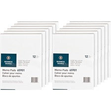 Business Source Plain Memo Pads 100 Sheets - Plain - Glued - Unruled Front Ruling - 15 lb Basis Weight - 4" x 6" Sheet Size - White Paper - Chipboard Backing - 1 Dozen/Pack - 12 / Carton