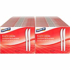 Genuine Joe Heavyweight Disposable Knives Disposable - White - 100/Box - 40 / Carton