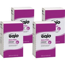 Gojo&reg; Rich Pink Antibacterial Lotion Soap Refill 2.11 quart - Soil Remover - Antibacterial - 4 / Carton