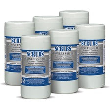 SCRUBS Stainless Steel Cleaner Wipes For Stainless Steel, Aluminum, Copper, Brass, Chrome - Citrus Scent - 10.50" Length x 9.75" Width - Recommended For: Water Mark Remover, Spot Remover, Film Remover, Fingerprint Remover, Grease Remover - Corrosion Resis