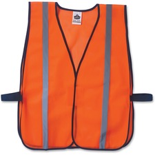 Ergodyne Orange Standard Vest Fabric - Orange - High Visibility, Comfortable, Machine Washable, Breathable, Hook & Loop Closure, Reflective - 1 Each