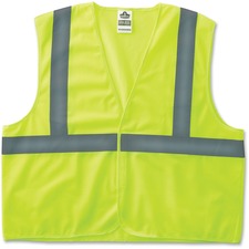 Ergodyne Class 2 Lime Super Econo Vest Large/Extra Large - Lime - Reflective, Machine Washable, Lightweight, Hook & Loop Closure - 1 Each