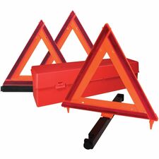 Deflecto Emergency Warning Triangle Kit 17.3" Width x 16.5" Height - Triangle Shape - Reflective, Non-flammable - Outdoor - Orange, Red - 1 Each