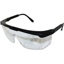 ProGuard Classic 801 Single Lens Safety Eyewear Universal - Ultraviolet, Impact Protection - Polycarbonate - Black, Clear - Black Frame - Scratch Resistant, Adjustable Temple, High Visibility, Wraparound Lens, Comfortable, High Visibility - 12 / Box