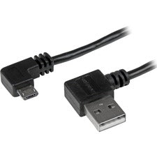StarTech.com Micro-USB Cable with Right-Angled Connectors - M/M - 1m (3ft) 3.28 ft Micro-USB/USB Data Transfer Cable for Tablet, Smartphone, Notebook, Portable Hard Drive, Computer, PC, External Hard Drive - First End: 1 x 4-pin USB 2.0 Type A - Male - Se