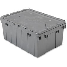 Akro-Mils Attached Lid Storage Container Internal Dimensions: 8.63" Height - External Dimensions: 21.5" Length x 15" Width x 9" Height - 35 lb - 8 gal - Padlock, String/Button Tie Closure - Stackable - Plastic - Gray - For File - 1 Each