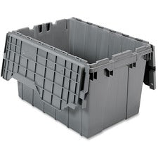 Akro-Mils Attached Lid Storage Container Internal Dimensions: 12" Height - External Dimensions: 21.5" Length x 15" Width x 12.5" Height - 65 lb - 12 gal - Padlock, String/Button Tie Closure - Stackable - Plastic, Polymer - Gray - For File - 1 Each