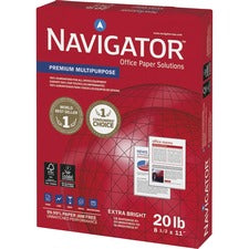 Navigator Premium Multipurpose Trusted Performance Paper - Extra Opacity - White 97 Brightness - Letter - 8 1/2" x 11" - 20 lb Basis Weight - White - 500 Sheets per Ream - 400 / Pallet