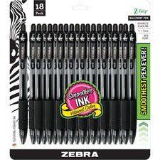 Zebra Z-Grip Retractable Ballpoint Pens 1 mm Medium Pen Point - Retractable - Black Ink - 18 / Pack