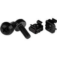 StarTech.com M6 x 12mm - Screws and Cage Nuts - 50 Pack, Black Rack Screw, Cage Nut - 0.47" - Square - Square - Steel - Black - 50 / Pack - TAA Compliant