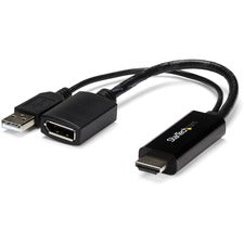 StarTech.com HDMI to DisplayPort Converter- HDMI to DP Adapter with USB Power - 4K 1 x 19-pin HDMI Digital Audio/Video - Male - 1 x 20-pin DisplayPort Digital Audio/Video - Female, 1 x Powered USB Type A - Male - Black - 1 Each