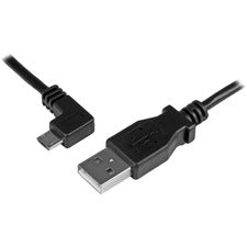 StarTech.com 1m Left-Angle Micro-USB 2.0 Charging Cable for Tablets and Phones 3.28 ft USB/USB Micro-B Data Transfer Cable for Cellular Phone, Tablet, PC, Charger, Smartphone, Computer, Wall Charger - First End: 1 x 5-pin Micro USB 2.0 Type B - Male - Sec